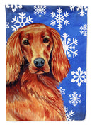 Irish Setter Winter Snowflakes Holiday House Flag 28x40 Porch Sleeve Pole Decorative Outside Yard Banner Artwork Wall Hanging, Polyester