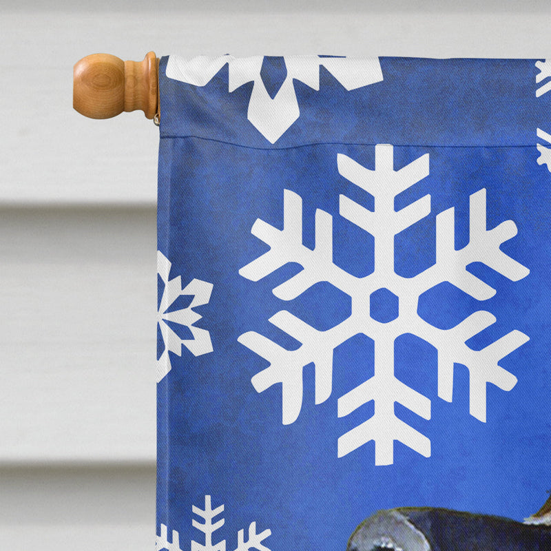 Leonberger Winter Snowflakes Holiday Flag Canvas House Size