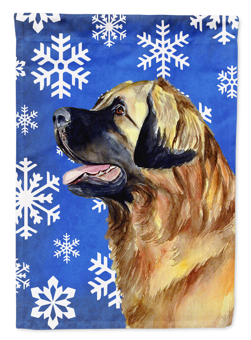 Leonberger Winter Snowflakes Holiday Flag Canvas House Size