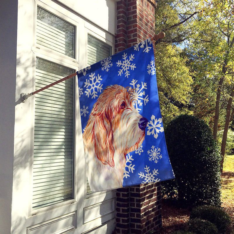 Petit Basset Griffon Vendeen Winter Snowflakes Holiday Flag Canvas House Size