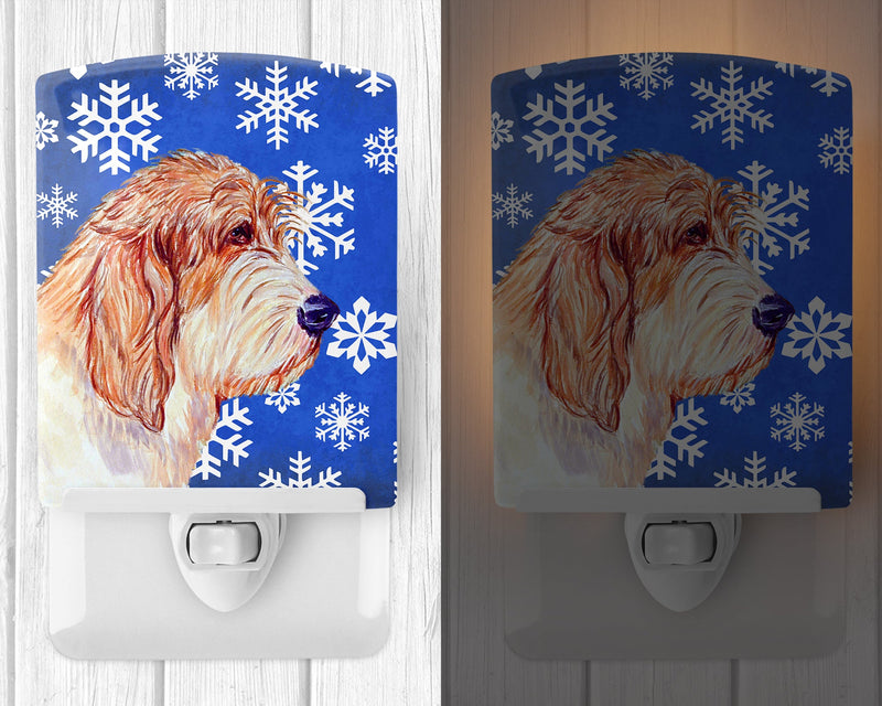 Petit Basset Griffon Vendeen Winter Snowflakes Holiday Ceramic Night Light LH9307CNL