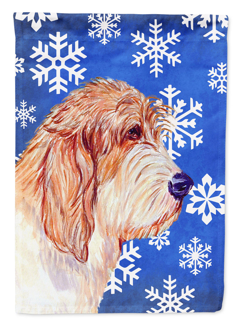 Petit Basset Griffon Vendeen Winter Snowflakes Holiday Flag Garden Size