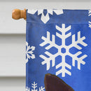 Norwegian Elkhound Winter Snowflakes Holiday House Flag 28x40 Porch Sleeve Pole Decorative Outside Yard Banner Artwork Wall Hanging, Polyester