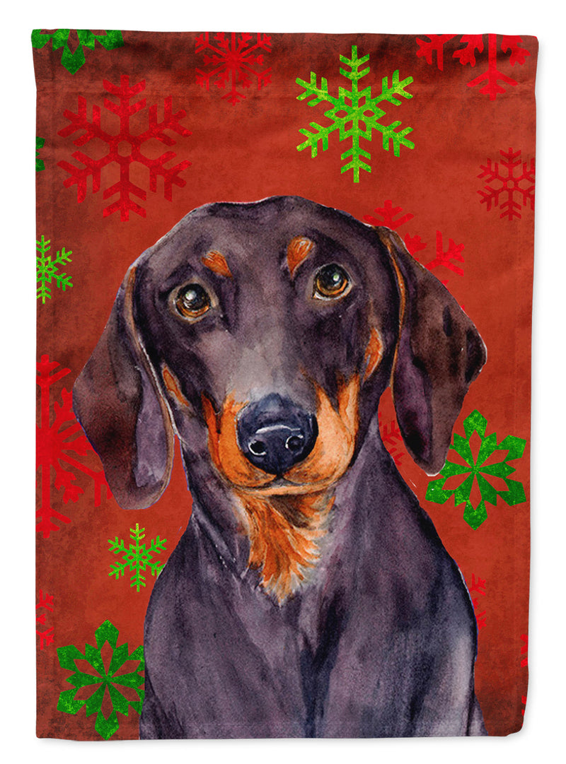 Dachshund Red Green Snowflake Holiday Christmas Flag Canvas House Size