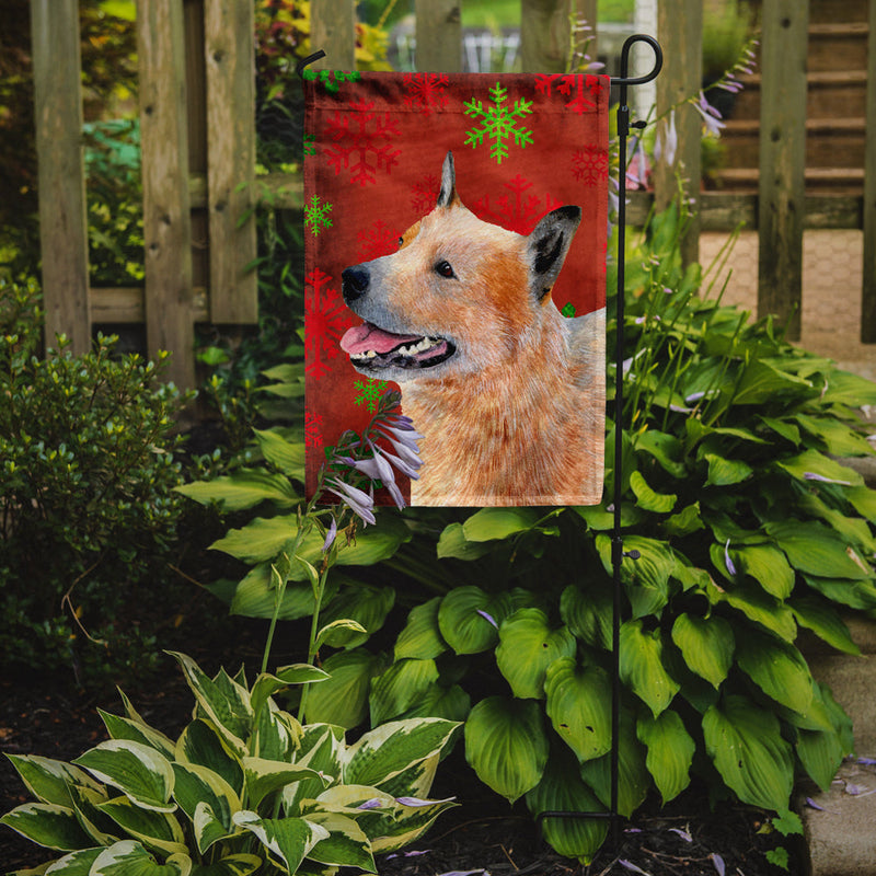 Australian Cattle Dog Red Green Snowflakes Christmas Flag Garden Size