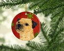 Border Terrier Red Snowflake Holiday Christmas Ornament - Round Ceramic Ornament – Artist-Designed Keepsake Decoration LH9323
