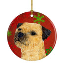Border Terrier Red Snowflake Holiday Christmas Ornament - Round Ceramic Ornament – Artist-Designed Keepsake Decoration LH9323