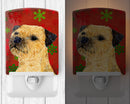 Border Terrier Red and Green Snowflakes Holiday Christmas Ceramic Night Light LH9323CNL