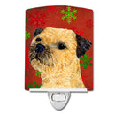 Border Terrier Red and Green Snowflakes Holiday Christmas Ceramic Night Light LH9323CNL