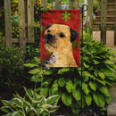 Border Terrier Red and Green Snowflakes Holiday Christmas Garden Flag – Decorative Outdoor Yard Flag