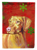 Vizsla Red and Green Snowflakes Holiday Christmas House Flag 28x40 Porch Sleeve Pole Decorative Outside Yard Banner Artwork Wall Hanging, Polyester