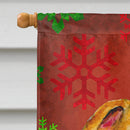 Whippet Red and Green Snowflakes Holiday Christmas House Flag 28x40 Porch Sleeve Pole Decorative Outside Yard Banner Artwork Wall Hanging, Polyester