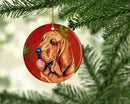 Bloodhound Red Snowflake Holiday Christmas Ornament - Round Ceramic Ornament – Artist-Designed Keepsake Decoration LH9331