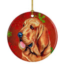 Bloodhound Red Snowflake Holiday Christmas Ornament - Round Ceramic Ornament – Artist-Designed Keepsake Decoration LH9331