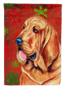 Bloodhound Red and Green Snowflakes Holiday Christmas Garden Flag – Decorative Outdoor Yard Flag