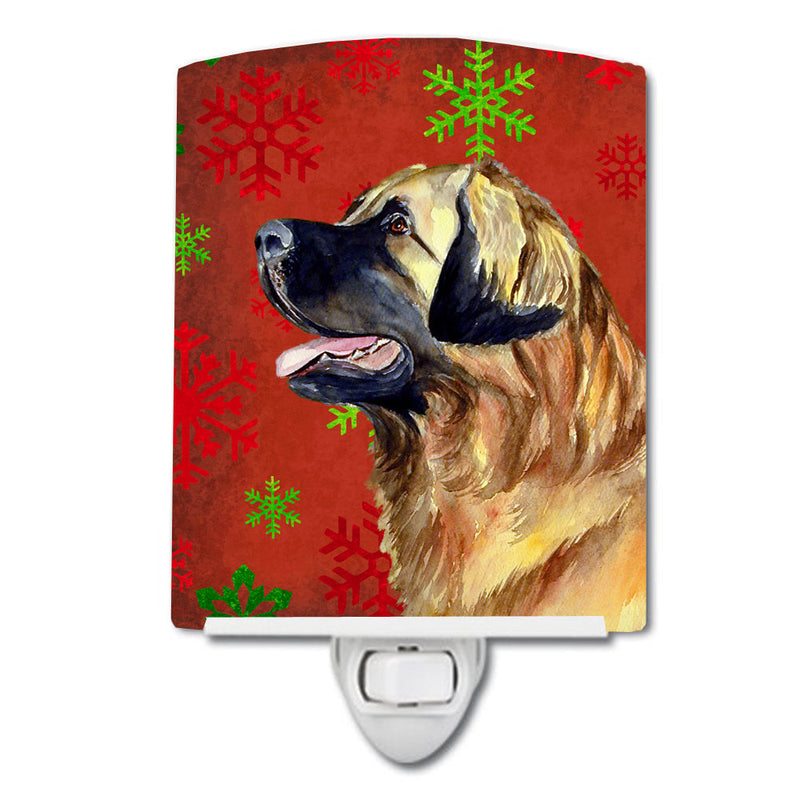 Leonberger Red and Green Snowflakes Holiday Christmas Ceramic Night Light LH9348CNL