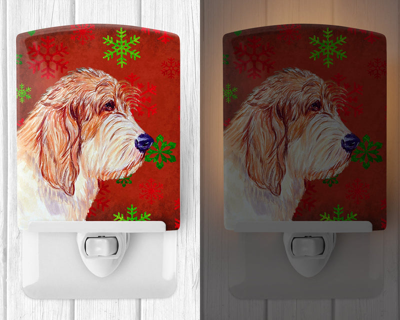 Petit Basset Griffon Vendeen Red Green Snowflake Christmas Ceramic Night Light LH9352CNL