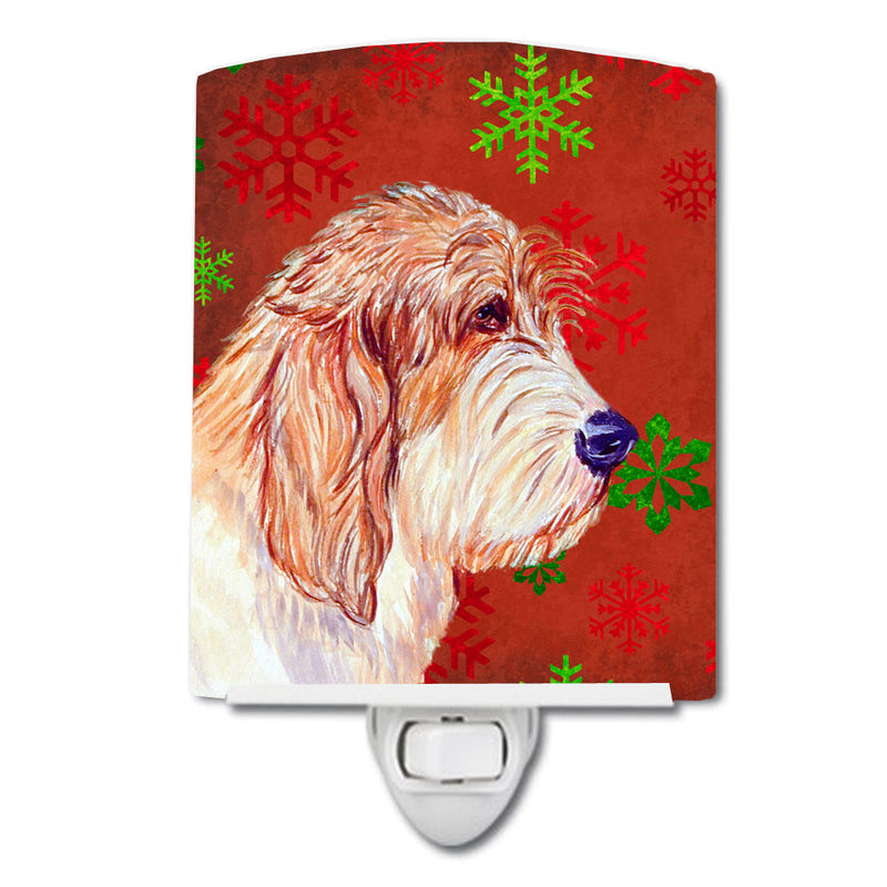 Petit Basset Griffon Vendeen Red Green Snowflake Christmas Ceramic Night Light LH9352CNL