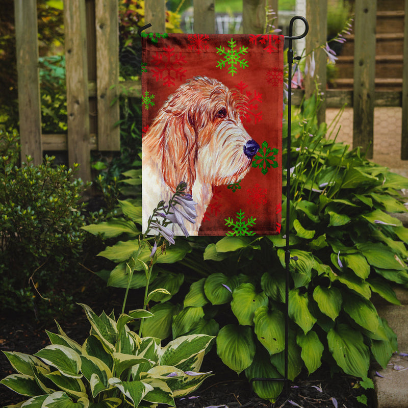 Petit Basset Griffon Vendeen Red Green Snowflake Christmas Flag Garden Size