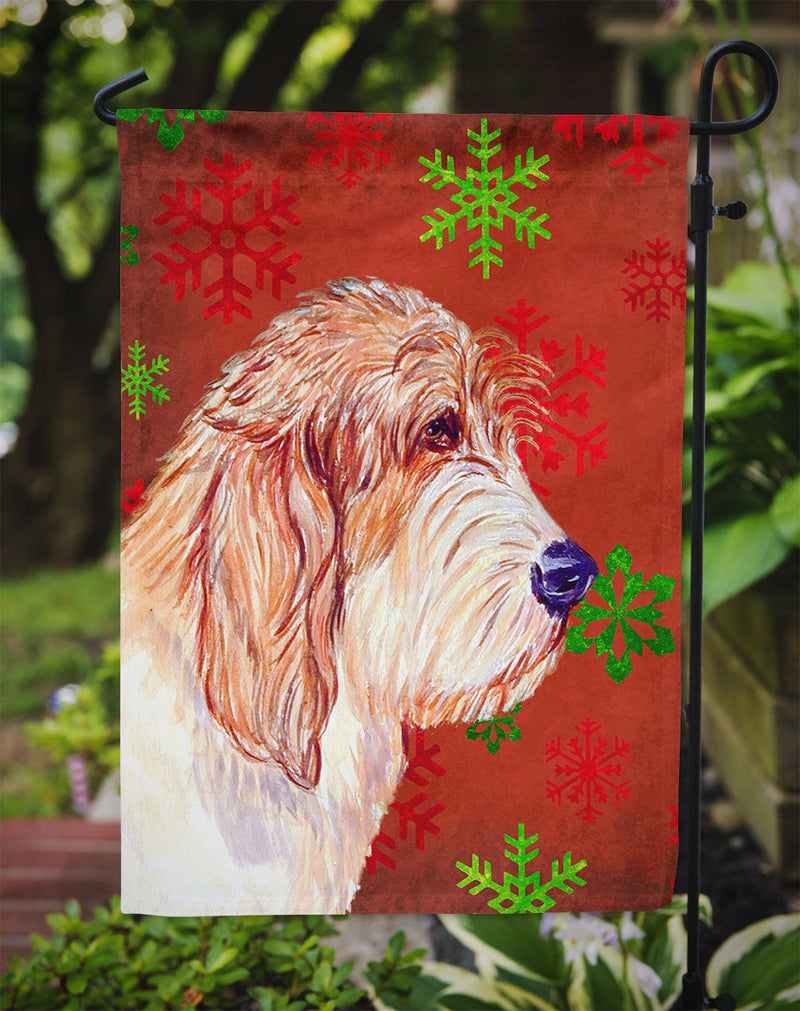 Petit Basset Griffon Vendeen Red Green Snowflake Christmas Flag Garden Size