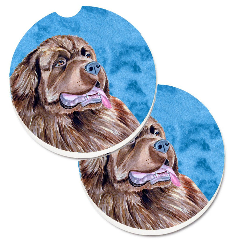 Blue Newfoundland Car Coasters – Set of 2 - Absorbent Stone with Fun & Functional Artwork LH9354BUCARC