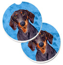 Blue Dachshund Car Coasters – Set of 2 - Absorbent Stone with Fun & Functional Artwork LH9358BUCARC