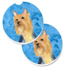 Blue Silky Terrier Car Coasters – Set of 2 - Absorbent Stone with Fun & Functional Artwork LH9361BUCARC