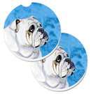 Blue Bulldog English Car Coasters – Set of 2 - Absorbent Stone with Fun & Functional Artwork LH9364BUCARC