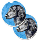 Blue Flat Coated Retriever Car Coasters – Set of 2 - Absorbent Stone with Fun & Functional Artwork LH9366BUCARC