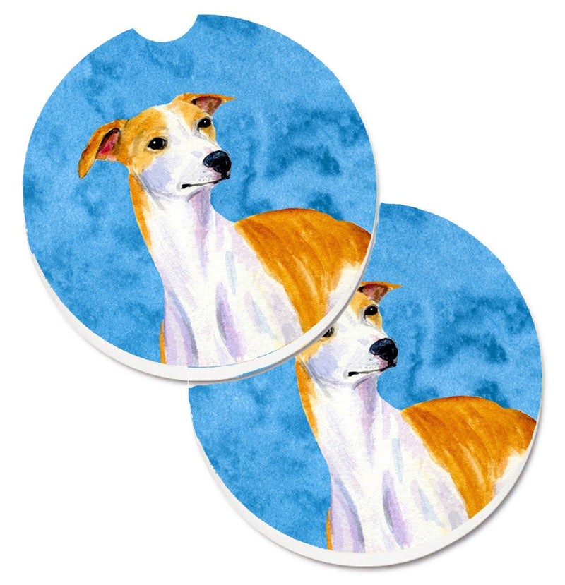 Blue Whippet Car Coasters – Set of 2 - Absorbent Stone with Fun & Functional Artwork LH9373BUCARC