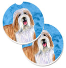 Blue Bearded Collie Car Coasters – Set of 2 - Absorbent Stone with Fun & Functional Artwork LH9375BUCARC