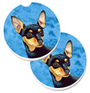 Blue Min Pin Car Coasters – Set of 2 - Absorbent Stone with Fun & Functional Artwork LH9380BUCARC