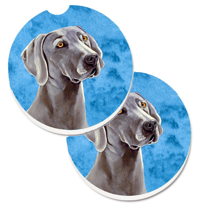 Blue Weimaraner Car Coasters – Set of 2 - Absorbent Stone with Fun & Functional Artwork LH9386BUCARC