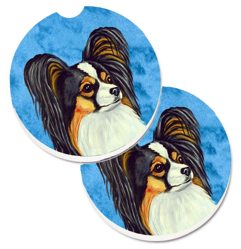 Blue Papillon Car Coasters – Set of 2 - Absorbent Stone with Fun & Functional Artwork LH9390BUCARC