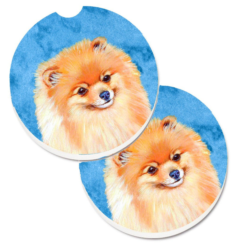 Blue Pomeranian Car Coasters – Set of 2 - Absorbent Stone with Fun & Functional Artwork LH9395BUCARC