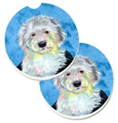 Blue Old English Sheepdog Car Coasters – Set of 2 - Absorbent Stone with Fun & Functional Artwork LH9396BUCARC
