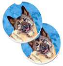 Blue Norwegian Elkhound Car Coasters – Set of 2 - Absorbent Stone with Fun & Functional Artwork LH9398BUCARC