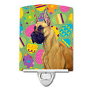 Great Dane Easter Eggtravaganza Ceramic Night Light Compact, UL-Certified, Ideal for Bedroom, Bathroom, Nursery, Hallway, Kitchen, 6x4x3, Multicolor