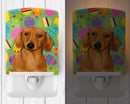 Dachshund Easter Eggtravaganza Ceramic Night Light Compact, UL-Certified, Ideal for Bedroom, Bathroom, Nursery, Hallway, Kitchen, 6x4x3, Multicolor