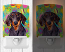 Dachshund Easter Eggtravaganza Ceramic Night Light Compact, UL-Certified, Ideal for Bedroom, Bathroom, Nursery, Hallway, Kitchen, 6x4x3, Multicolor