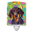 Dachshund Easter Eggtravaganza Ceramic Night Light Compact, UL-Certified, Ideal for Bedroom, Bathroom, Nursery, Hallway, Kitchen, 6x4x3, Multicolor