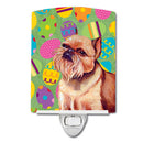 Brussels Griffon Easter Eggtravaganza Ceramic Night Light Compact, UL-Certified, Ideal for Bedroom, Bathroom, Nursery, Hallway, Kitchen, 6x4x3, Multicolor