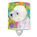 Westie Easter Eggtravaganza Ceramic Night Light Compact, UL-Certified, Ideal for Bedroom, Bathroom, Nursery, Hallway, Kitchen, 6x4x3, Multicolor