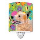 Australian Cattle Dog Easter Eggtravaganza Ceramic Night Light Compact, UL-Certified, Ideal for Bedroom, Bathroom, Nursery, Hallway, Kitchen, 6x4x3, Multicolor