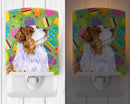 Australian Shepherd Easter Eggtravaganza Ceramic Night Light Compact, UL-Certified, Ideal for Bedroom, Bathroom, Nursery, Hallway, Kitchen, 6x4x3, Multicolor