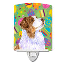 Australian Shepherd Easter Eggtravaganza Ceramic Night Light Compact, UL-Certified, Ideal for Bedroom, Bathroom, Nursery, Hallway, Kitchen, 6x4x3, Multicolor
