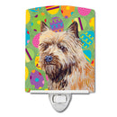 Cairn Terrier Easter Eggtravaganza Ceramic Night Light Compact, UL-Certified, Ideal for Bedroom, Bathroom, Nursery, Hallway, Kitchen, 6x4x3, Multicolor