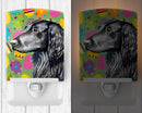 Flat Coated Retriever Easter Eggtravaganza Ceramic Night Light Compact, UL-Certified, Ideal for Bedroom, Bathroom, Nursery, Hallway, Kitchen, 6x4x3, Multicolor