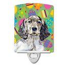 English Setter Easter Eggtravaganza Ceramic Night Light Compact, UL-Certified, Ideal for Bedroom, Bathroom, Nursery, Hallway, Kitchen, 6x4x3, Multicolor
