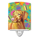 Vizsla Easter Eggtravaganza Ceramic Night Light Compact, UL-Certified, Ideal for Bedroom, Bathroom, Nursery, Hallway, Kitchen, 6x4x3, Multicolor